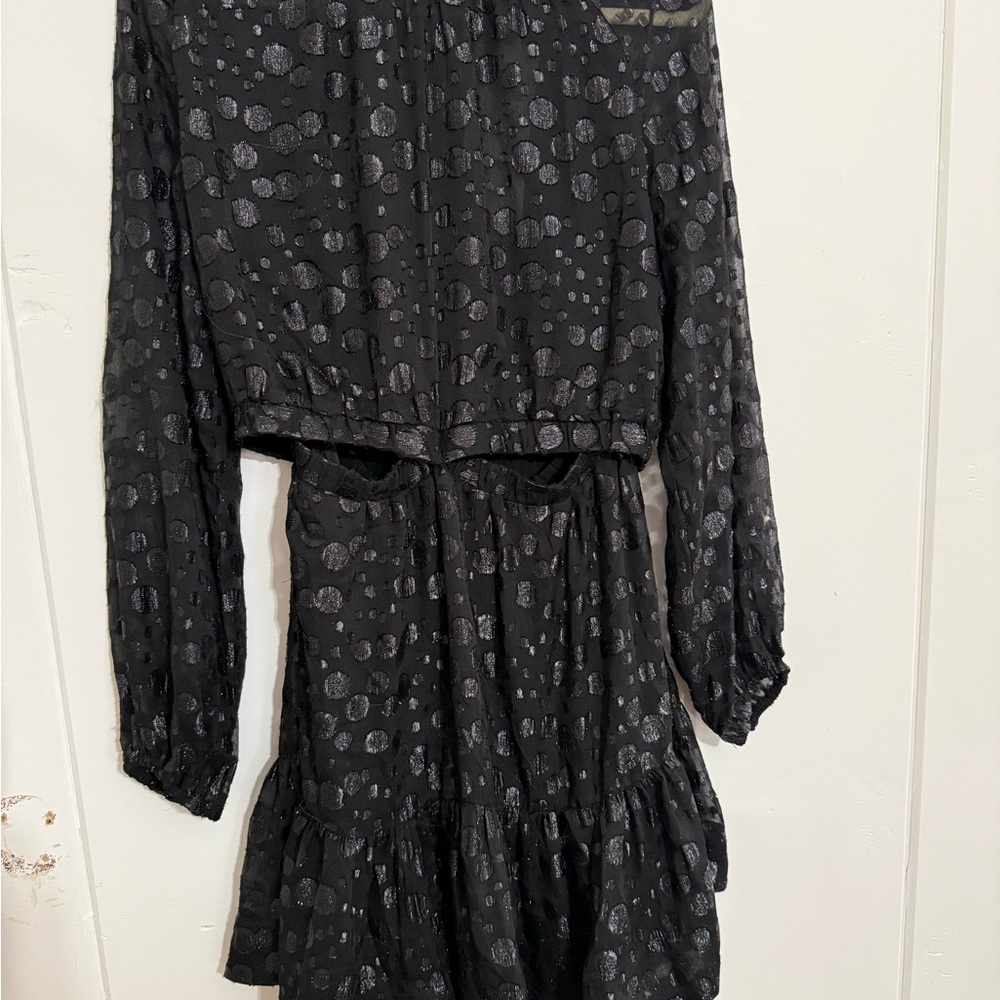 Heartloom Black Polka Dot women’s dress attached skirt and top Dress size Large